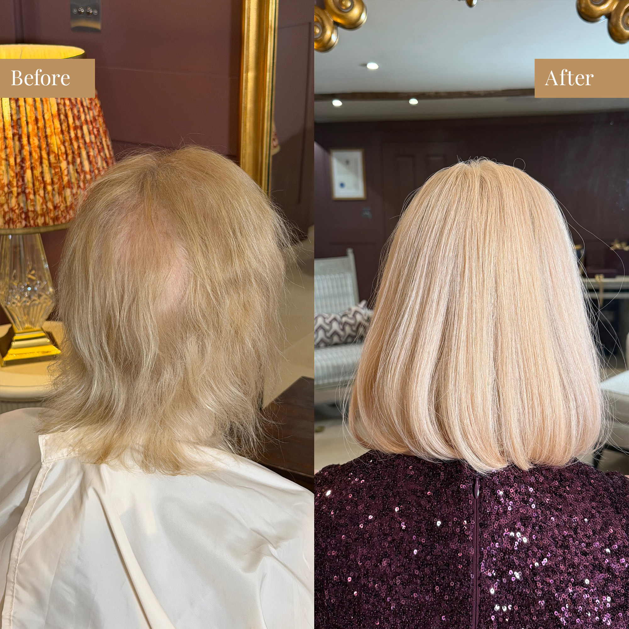 Sarah W is wearing a light volume Boost 18 inch length with a cut in fringe and light root tap.
